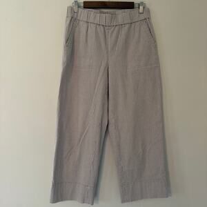 Talbots Striped Cotton Stretch Pull On Pant Cropped Wide Leg Size Small